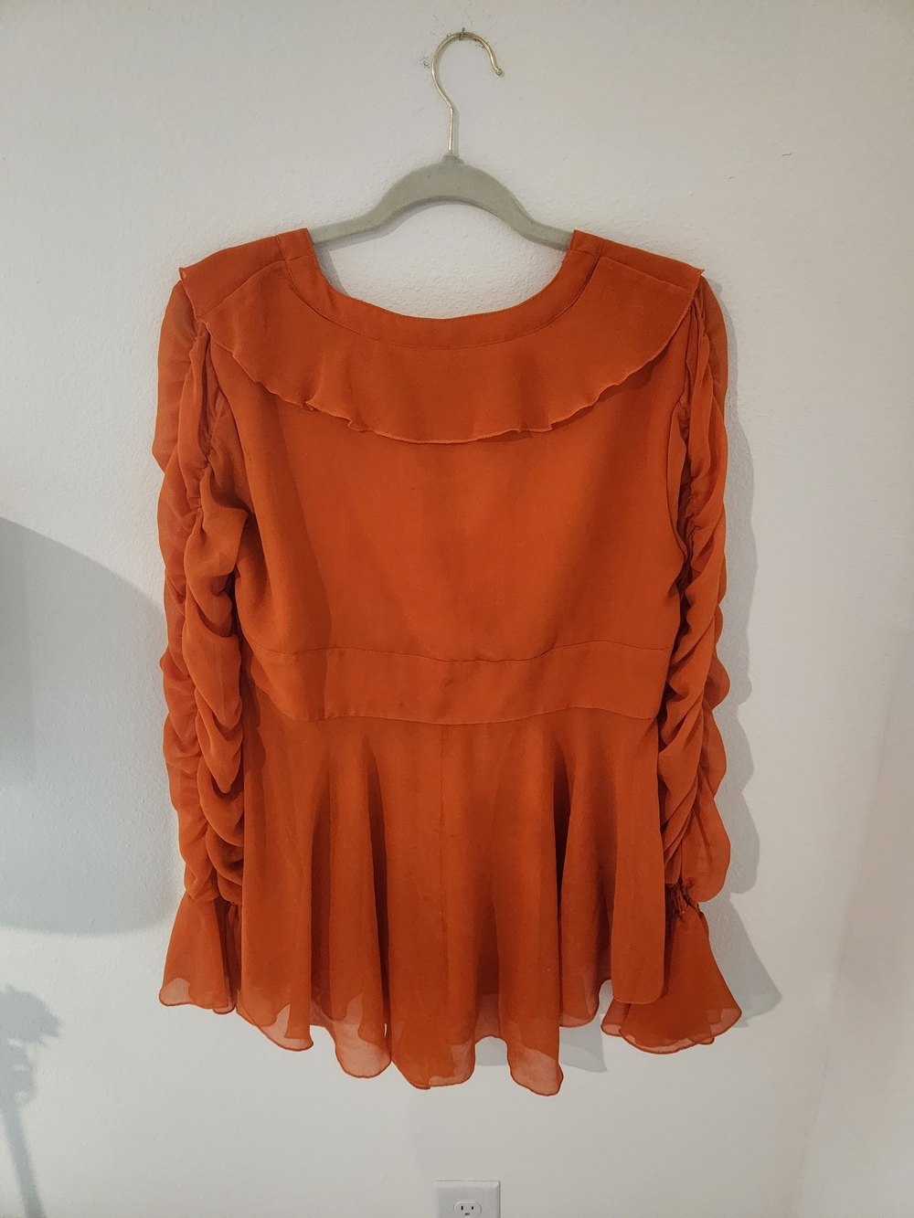ASHRO Orange Tie-Front Ruffle Blouse - Picture 7 of 8